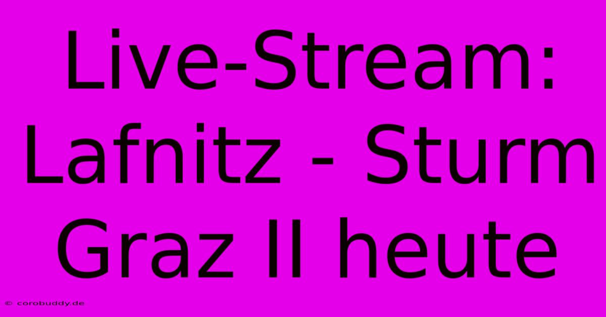 Live-Stream: Lafnitz - Sturm Graz II Heute