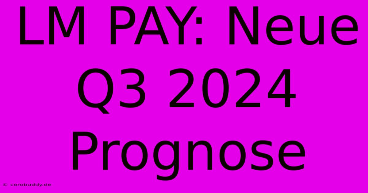 LM PAY: Neue Q3 2024 Prognose