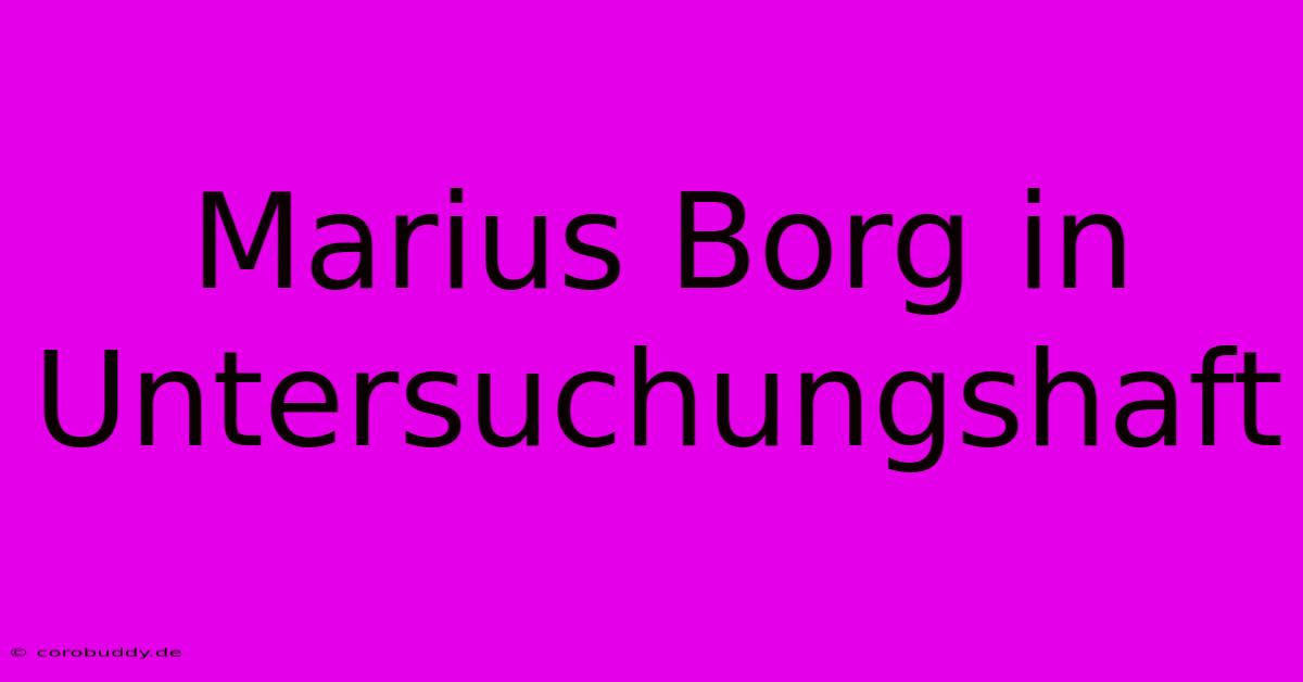 Marius Borg In Untersuchungshaft