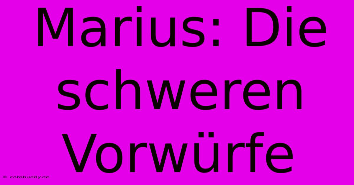 Marius: Die Schweren Vorwürfe