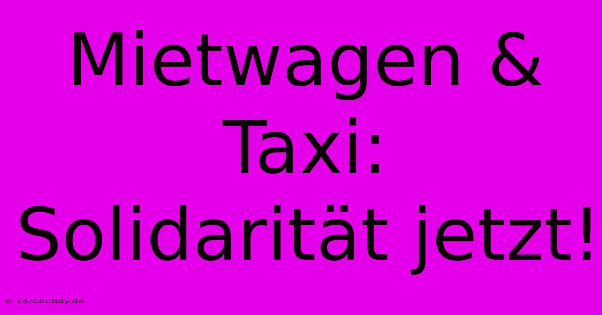 Mietwagen & Taxi:  Solidarität Jetzt!