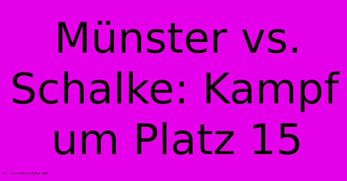 Münster Vs. Schalke: Kampf Um Platz 15