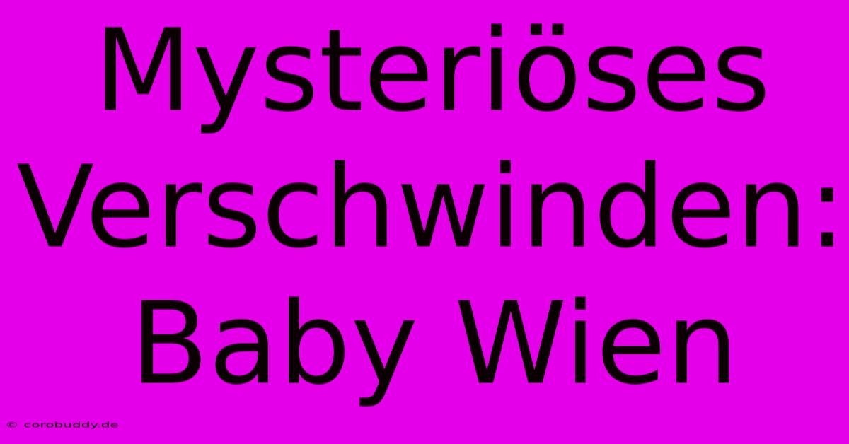 Mysteriöses Verschwinden: Baby Wien