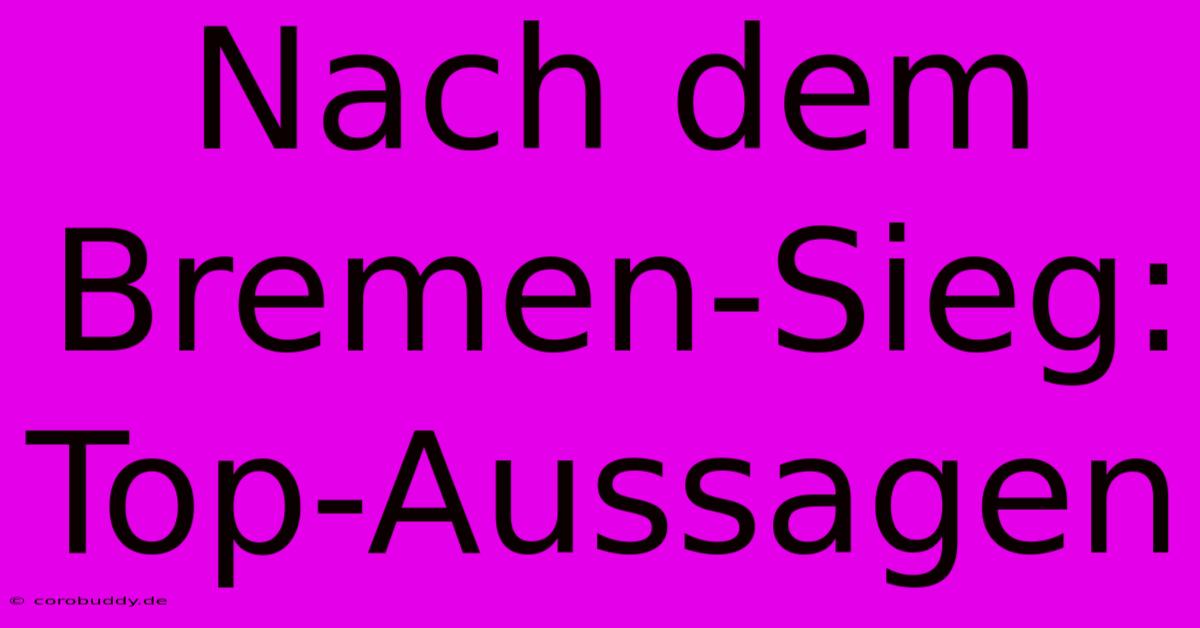 Nach Dem Bremen-Sieg:  Top-Aussagen