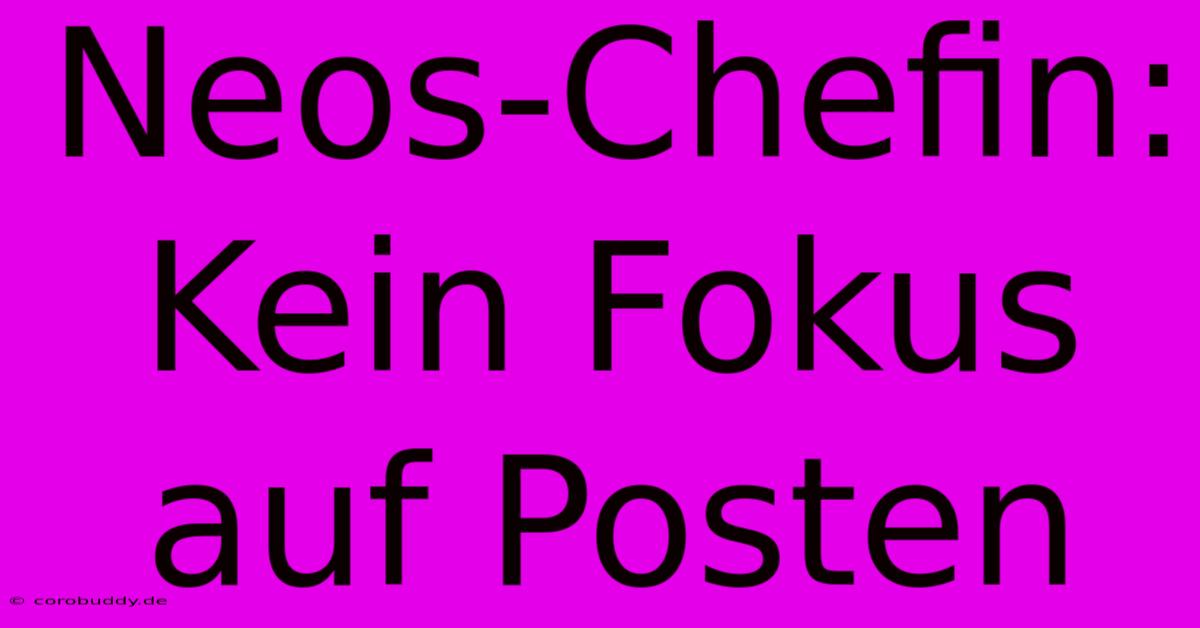 Neos-Chefin:  Kein Fokus Auf Posten