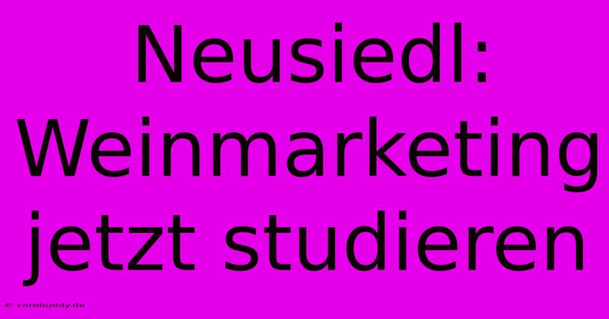 Neusiedl: Weinmarketing Jetzt Studieren