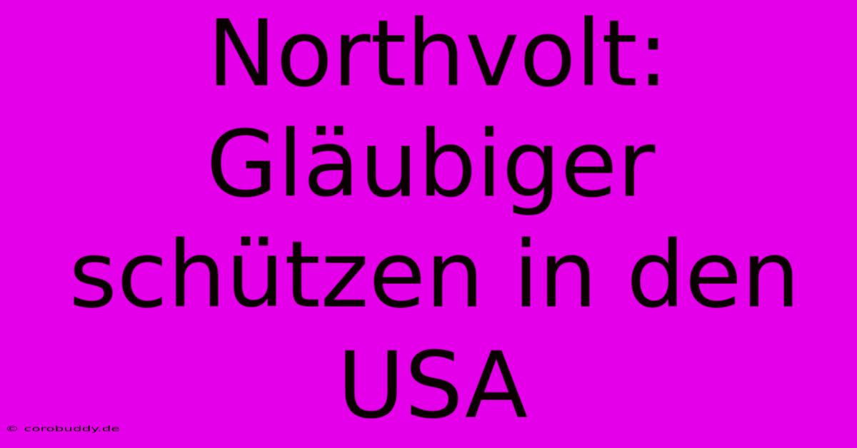 Northvolt: Gläubiger Schützen In Den USA