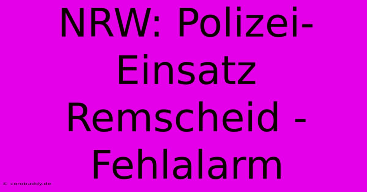 NRW: Polizei-Einsatz Remscheid - Fehlalarm