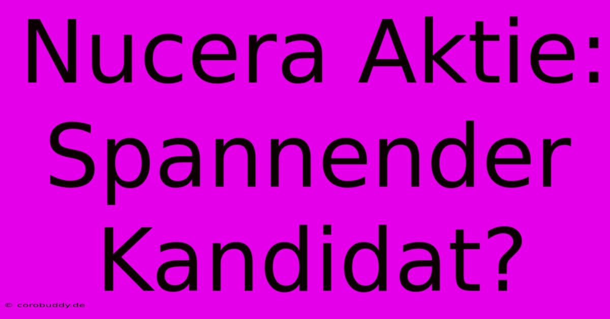 Nucera Aktie:  Spannender Kandidat?