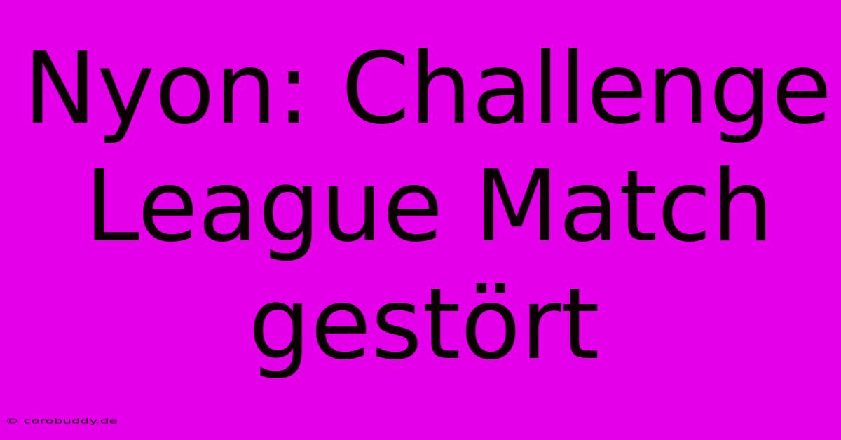 Nyon: Challenge League Match Gestört