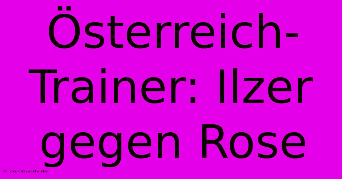 Österreich-Trainer: Ilzer Gegen Rose