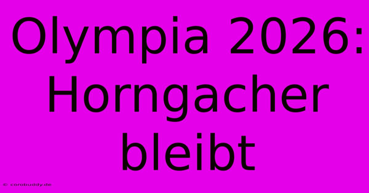 Olympia 2026: Horngacher Bleibt