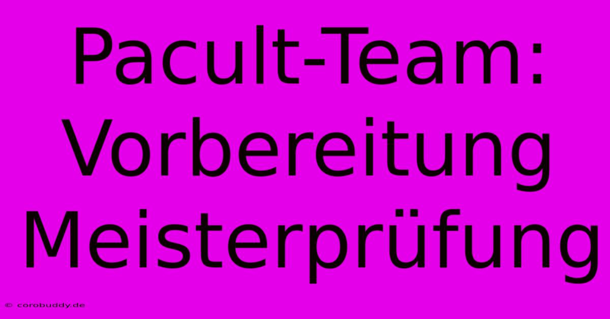 Pacult-Team: Vorbereitung Meisterprüfung