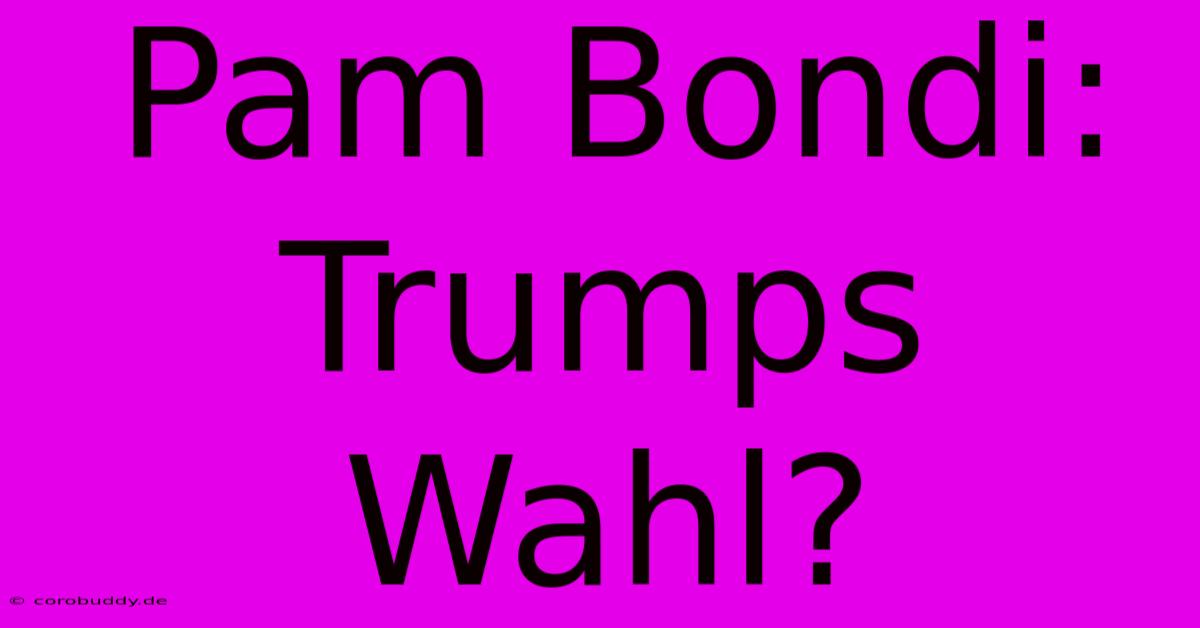 Pam Bondi:  Trumps Wahl?