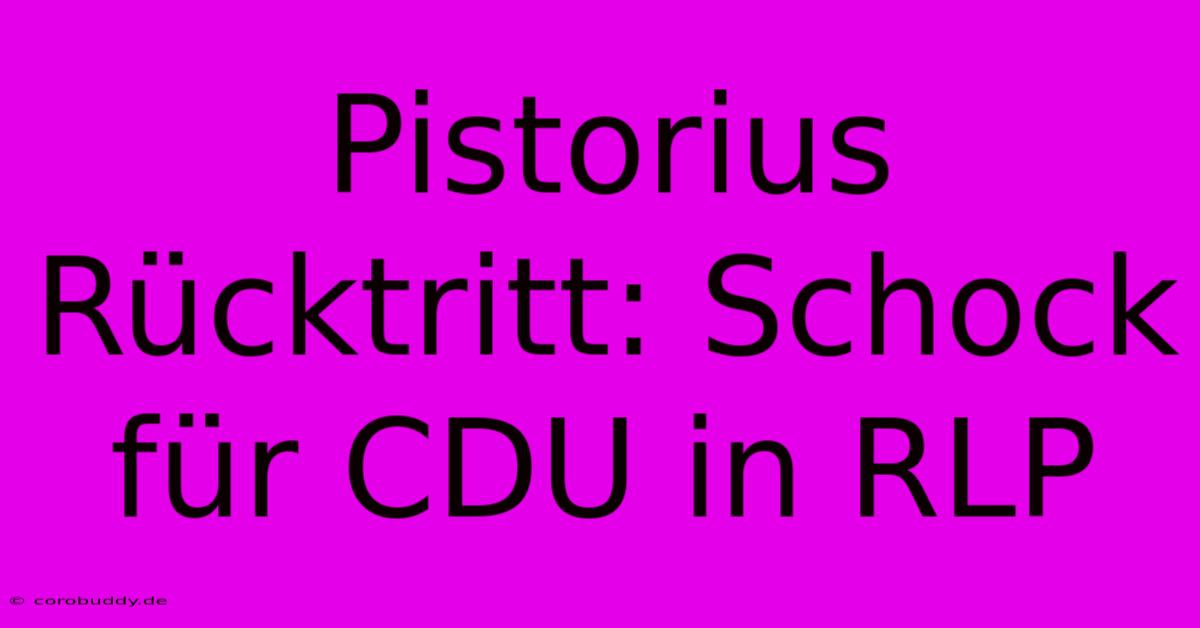 Pistorius Rücktritt: Schock Für CDU In RLP