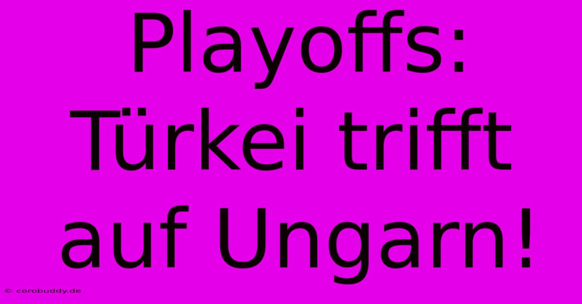 Playoffs: Türkei Trifft Auf Ungarn!