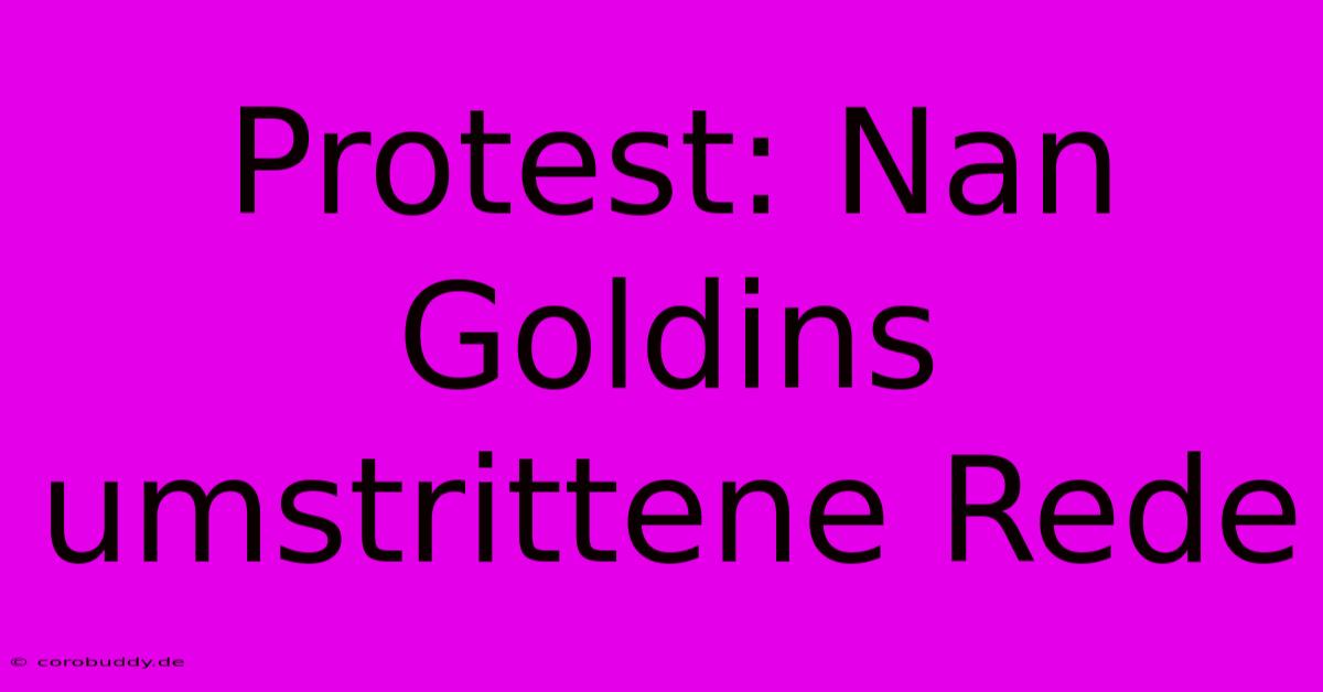 Protest: Nan Goldins Umstrittene Rede