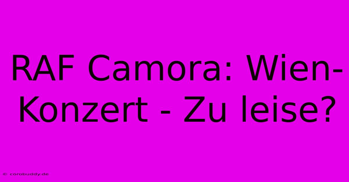 RAF Camora: Wien-Konzert - Zu Leise?