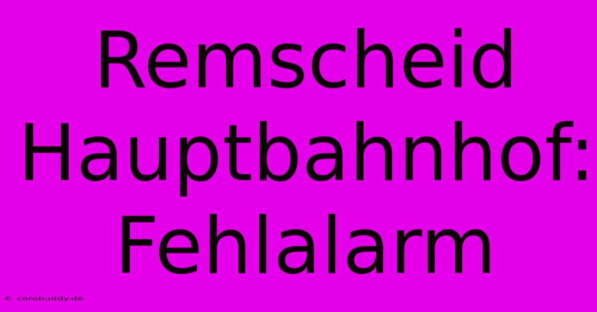 Remscheid Hauptbahnhof: Fehlalarm