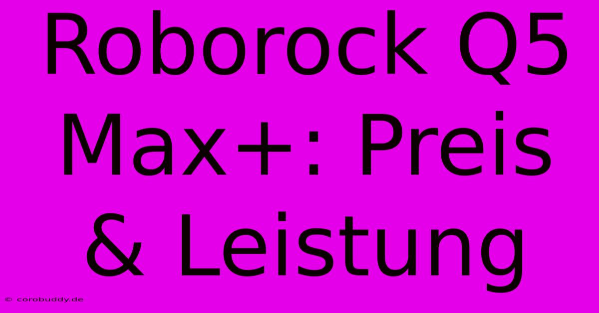 Roborock Q5 Max+: Preis & Leistung