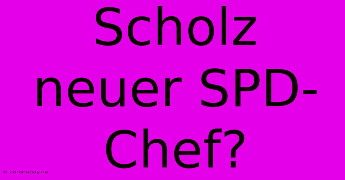 Scholz Neuer SPD-Chef?