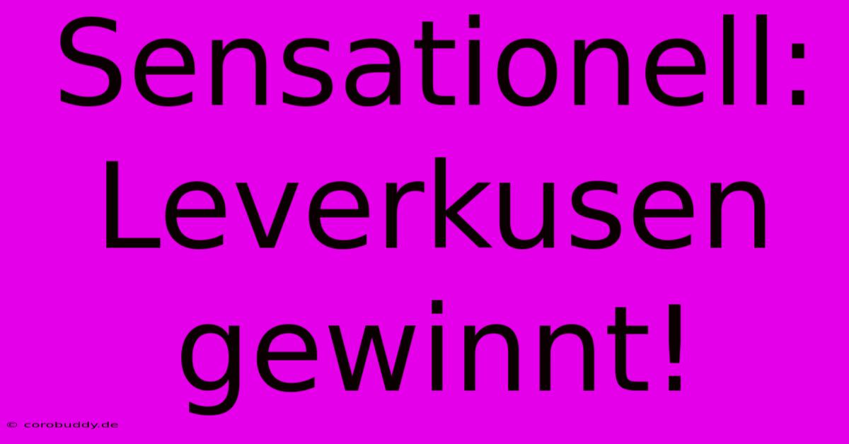 Sensationell: Leverkusen Gewinnt!