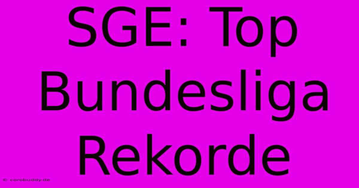 SGE: Top Bundesliga Rekorde