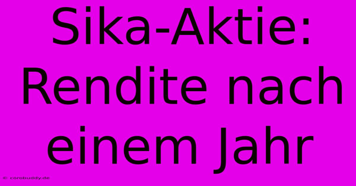 Sika-Aktie: Rendite Nach Einem Jahr