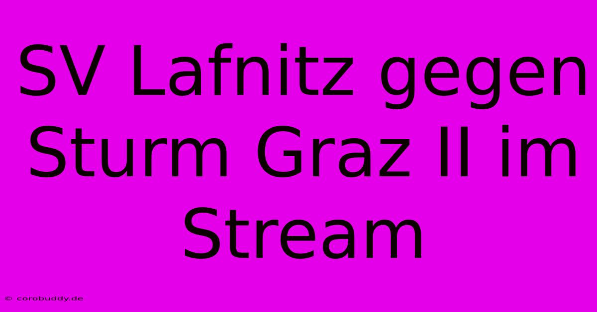 SV Lafnitz Gegen Sturm Graz II Im Stream