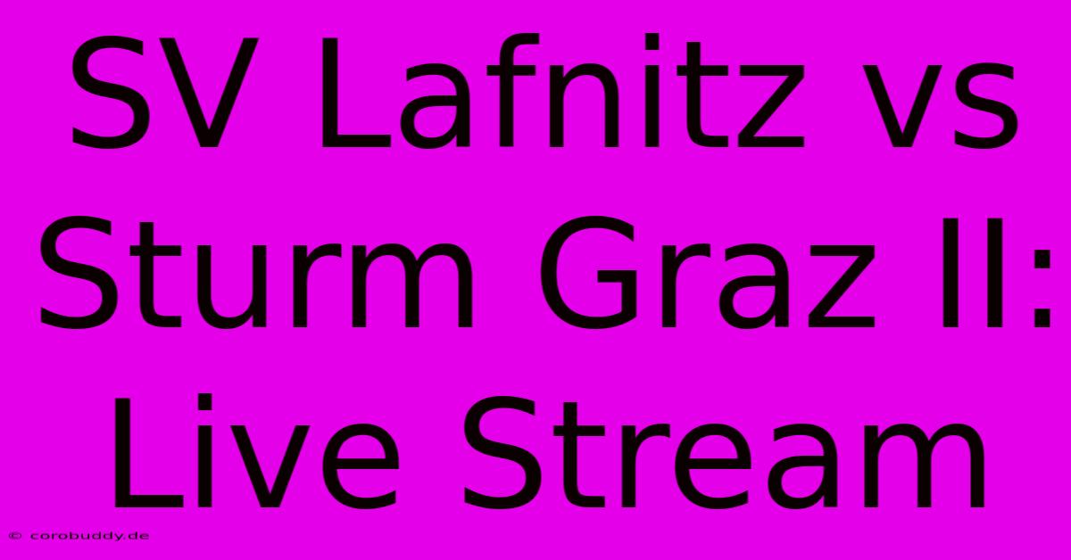 SV Lafnitz Vs Sturm Graz II: Live Stream