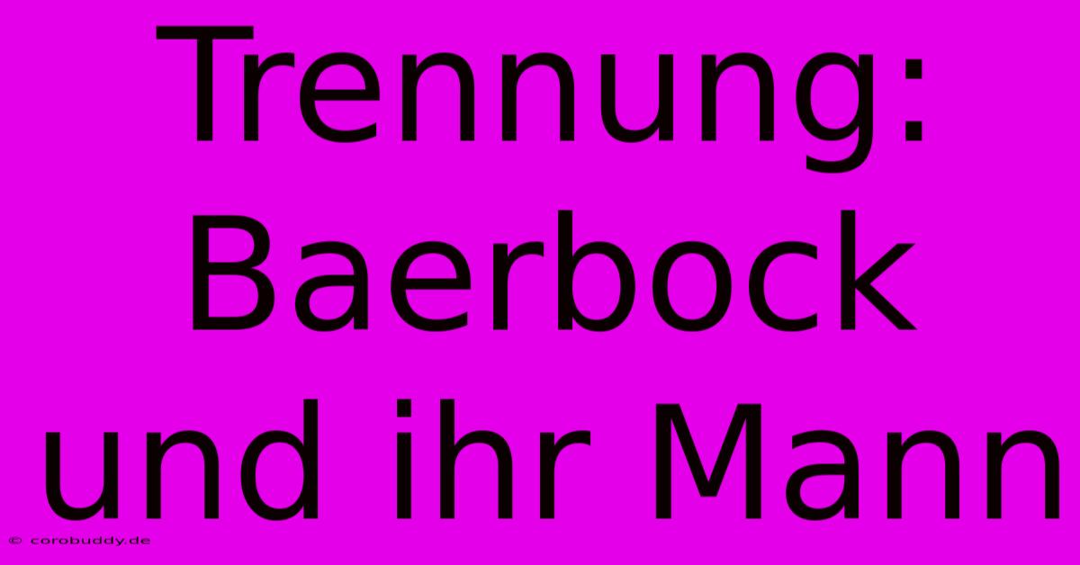 Trennung: Baerbock Und Ihr Mann