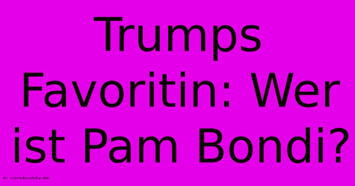 Trumps Favoritin: Wer Ist Pam Bondi?