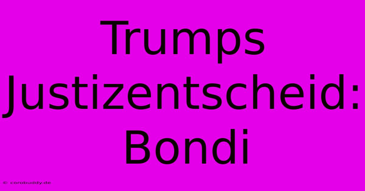 Trumps Justizentscheid: Bondi