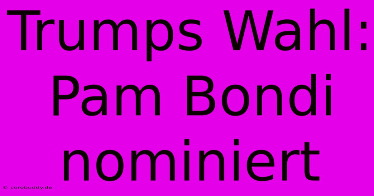 Trumps Wahl: Pam Bondi Nominiert