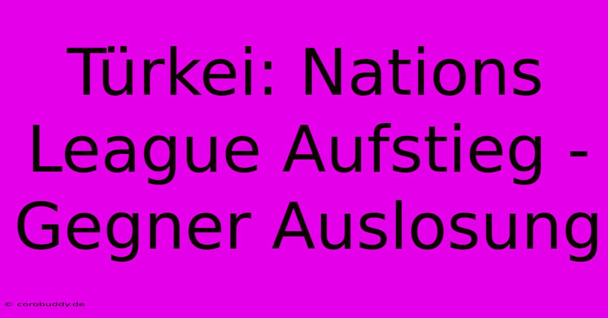 Türkei: Nations League Aufstieg - Gegner Auslosung