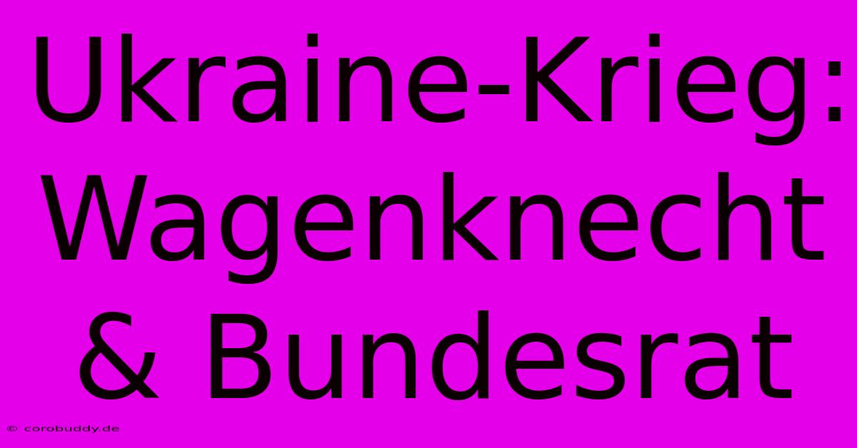 Ukraine-Krieg: Wagenknecht & Bundesrat