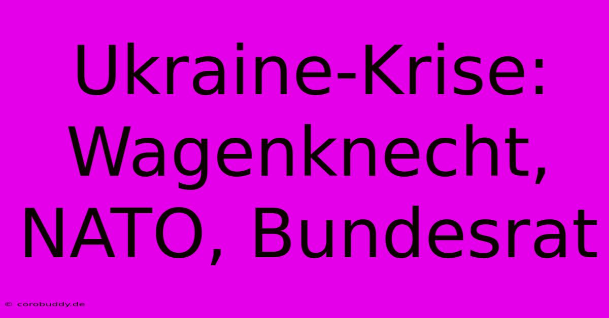 Ukraine-Krise: Wagenknecht, NATO, Bundesrat