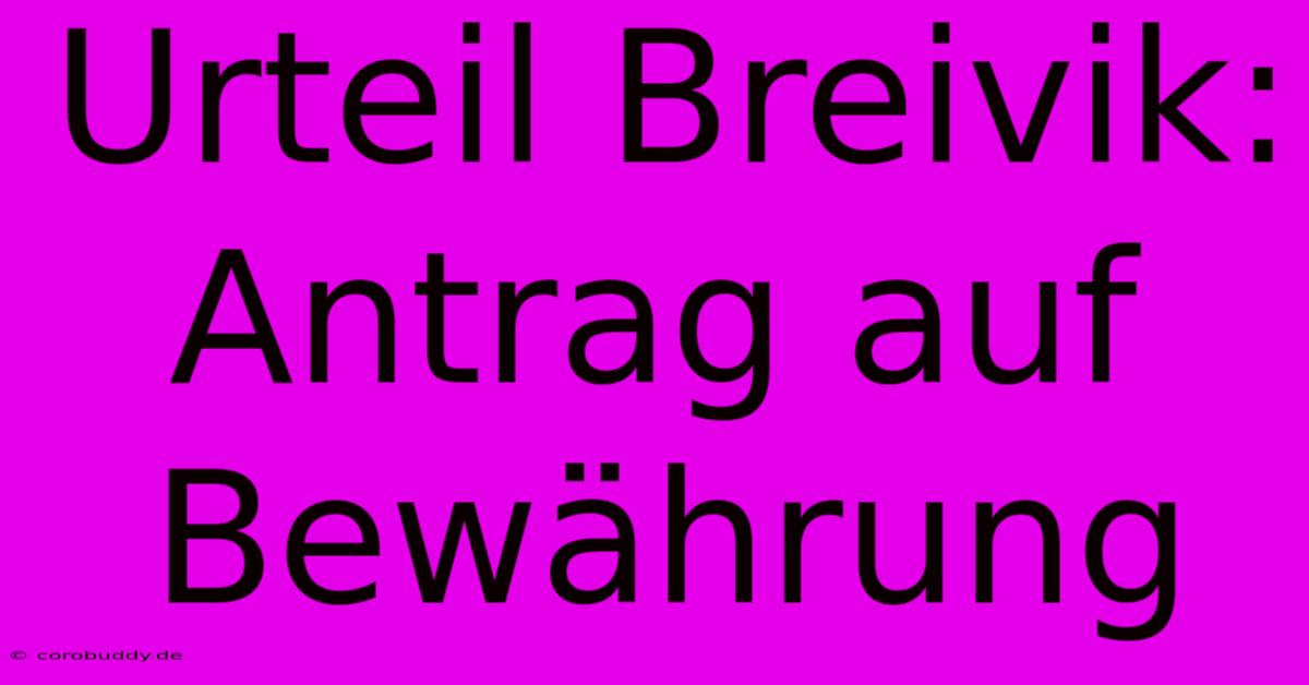 Urteil Breivik: Antrag Auf Bewährung