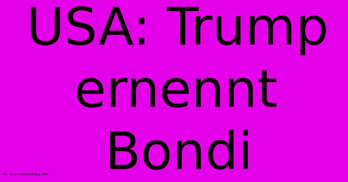 USA: Trump Ernennt Bondi