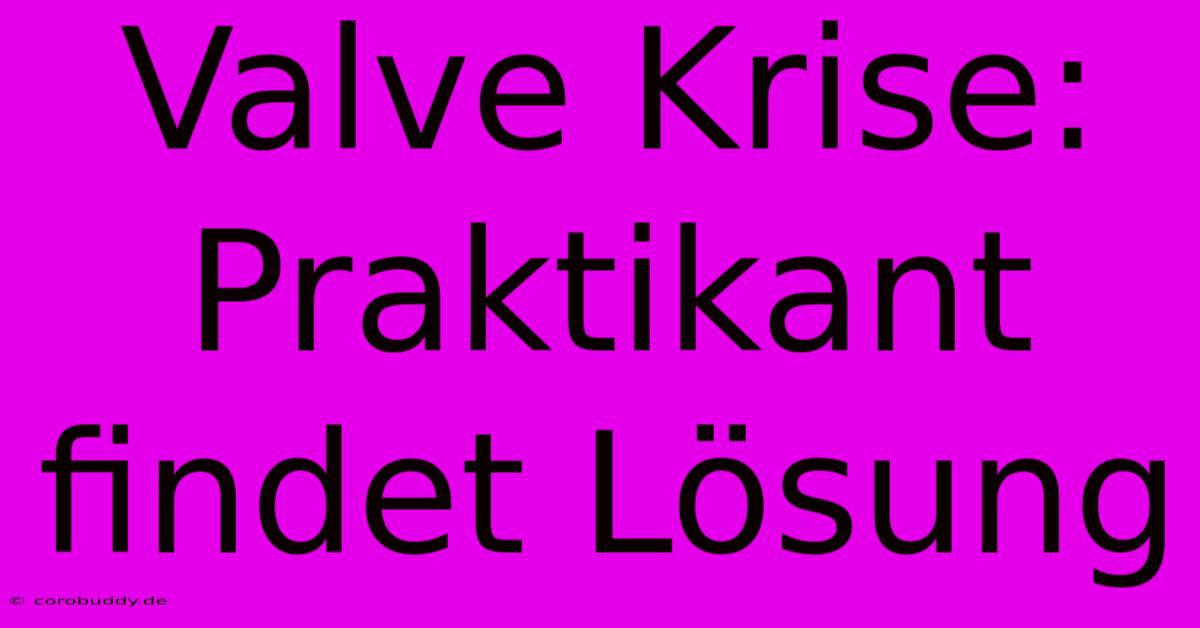 Valve Krise: Praktikant Findet Lösung