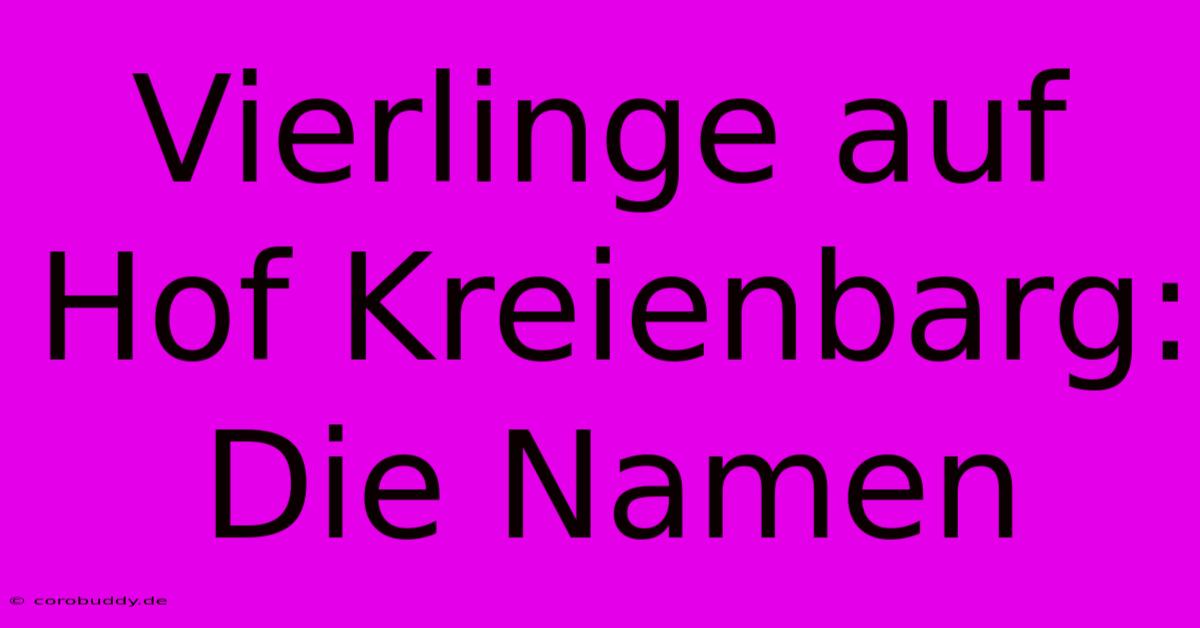 Vierlinge Auf Hof Kreienbarg: Die Namen