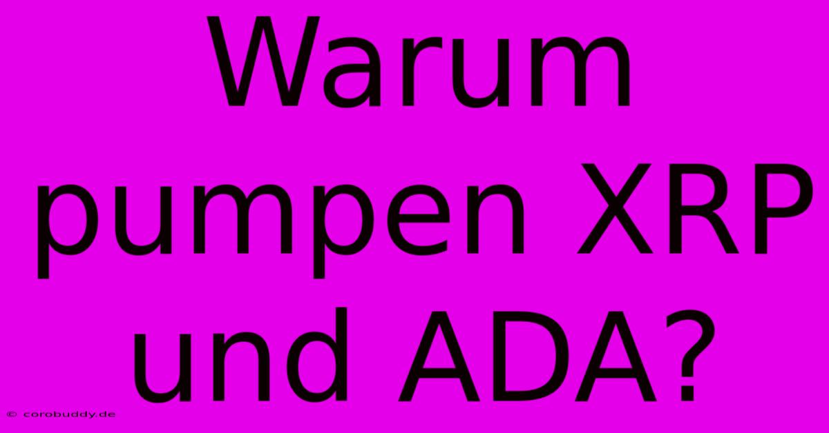 Warum Pumpen XRP Und ADA?