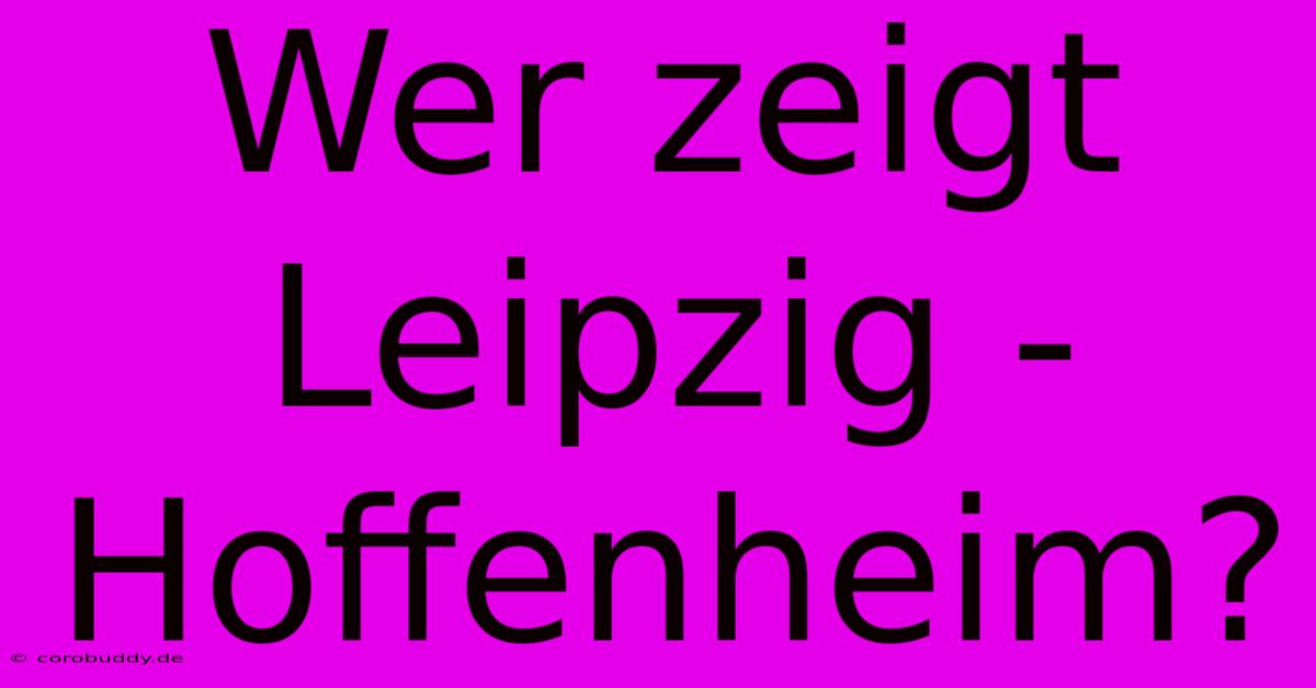 Wer Zeigt Leipzig - Hoffenheim?