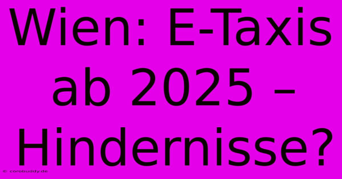 Wien: E-Taxis Ab 2025 –  Hindernisse?