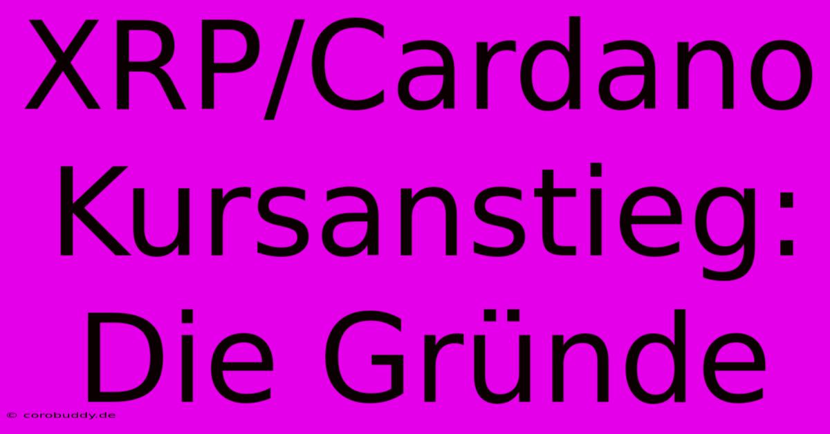 XRP/Cardano Kursanstieg: Die Gründe