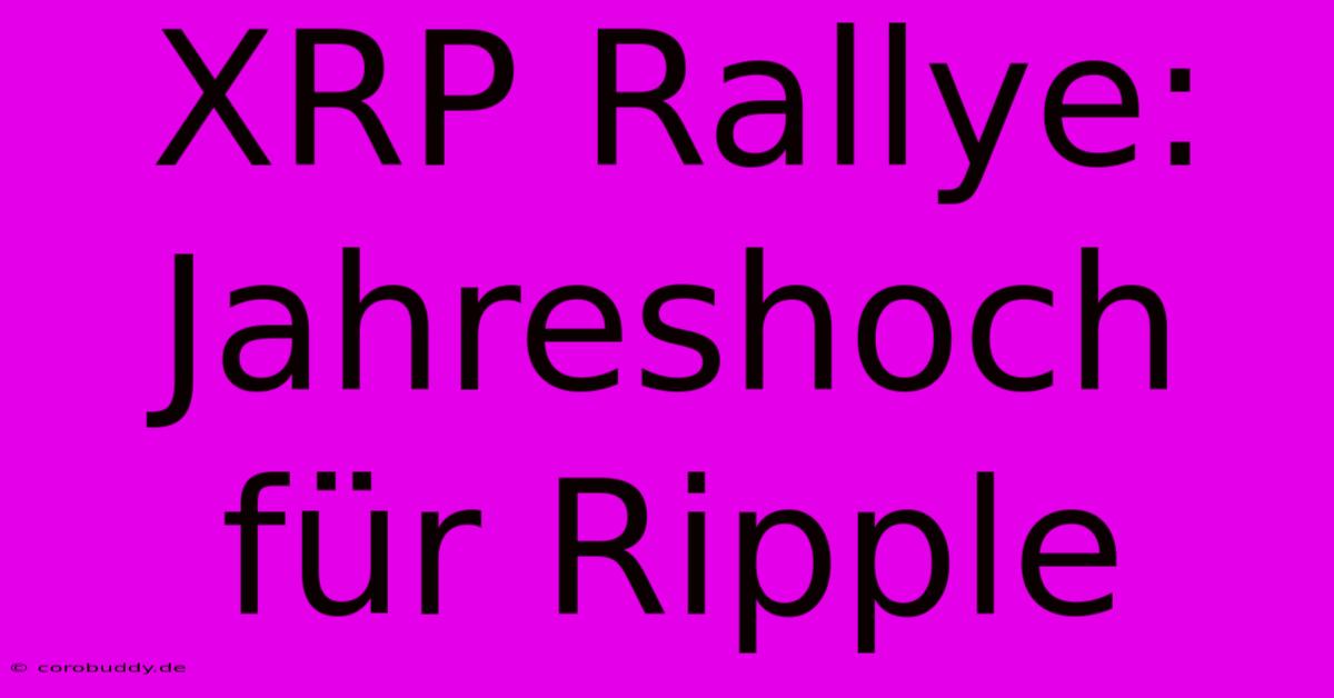 XRP Rallye:  Jahreshoch Für Ripple