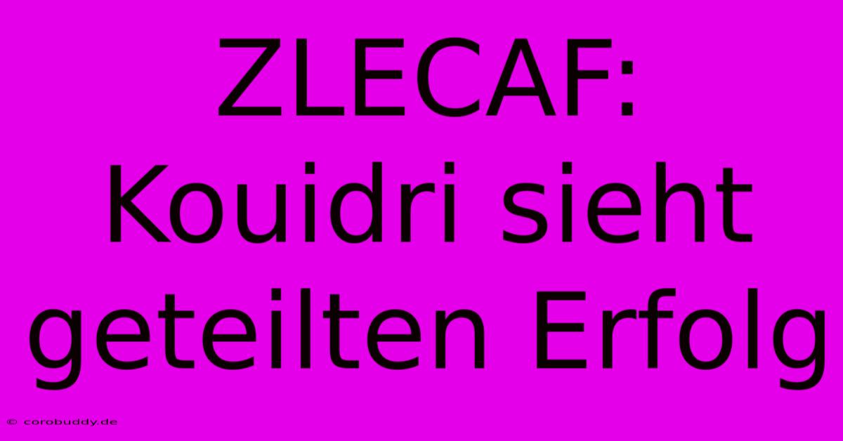 ZLECAF: Kouidri Sieht Geteilten Erfolg